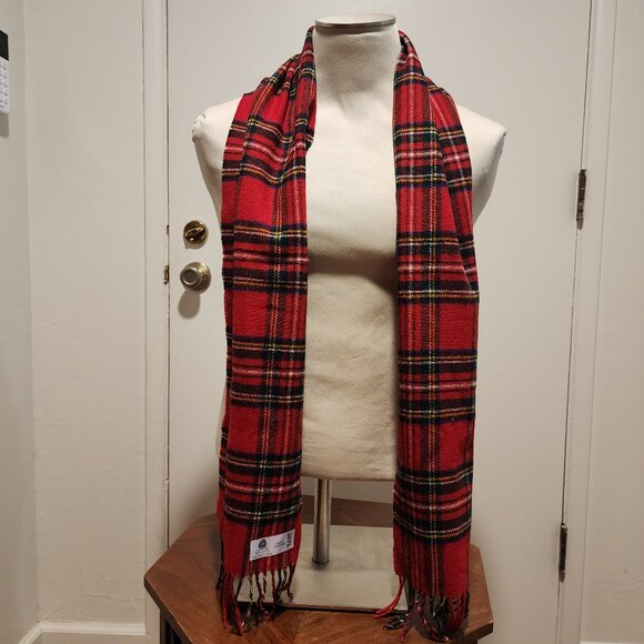 Royal Stewart Tartan Plaid 100% Merino Wool Scarf - Picture 3 of 8